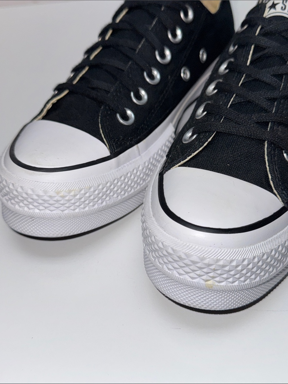 Converse Low-Top Platform Sneakers in Black and White - Picture 5 of 8
